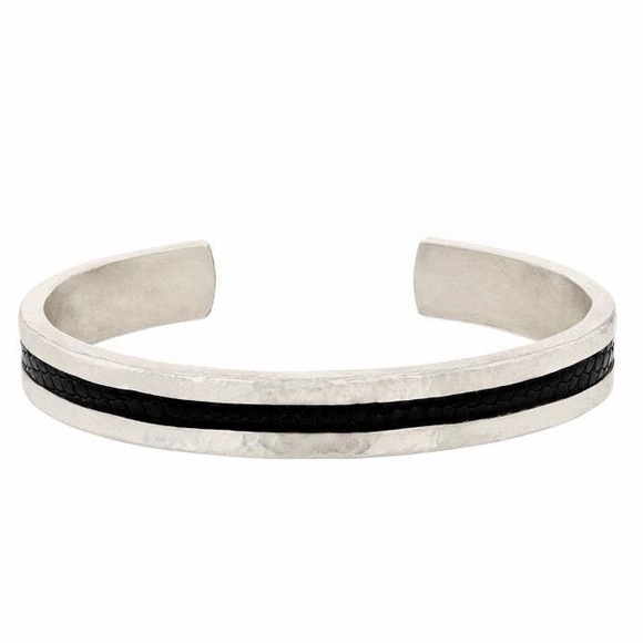 John Varvatos - Sterling Silver Exotic Iguana Cuff Bracelet